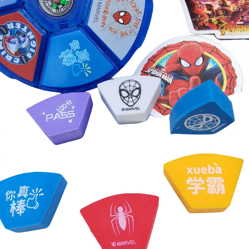 Marvel Series Spider-Man Compass Eraser Boy Creative Cartoon Anime Peripheral Cute Personality Unbroken Children's Eraser Gift