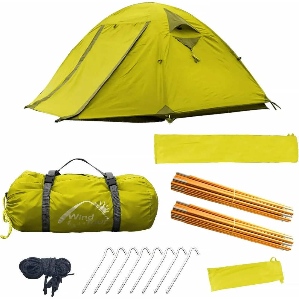 

Professional 2Person Weatherproof Double Layer Aluminum Windproof Backpacking Camping Tent