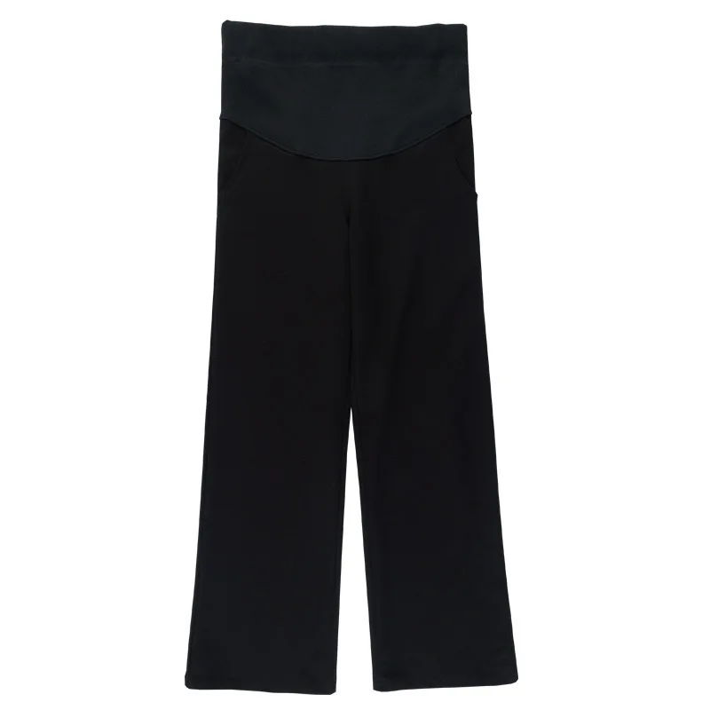 Plus Size Maternity Pants Loose Wide Leg 9/10 Length Casual Pregnancy Trousers Stretch Waist Comfortable Leggings for Women