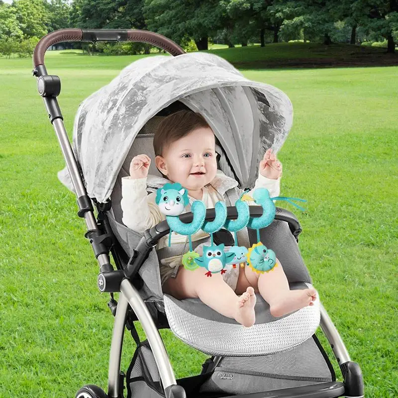 Seggiolino auto Giocattoli Seggiolino auto per bambini Sonagli Sonaglio sensoriale colorato Peluche Passeggino Ornamento per 0-3 anni Abilità cognitive di guida
