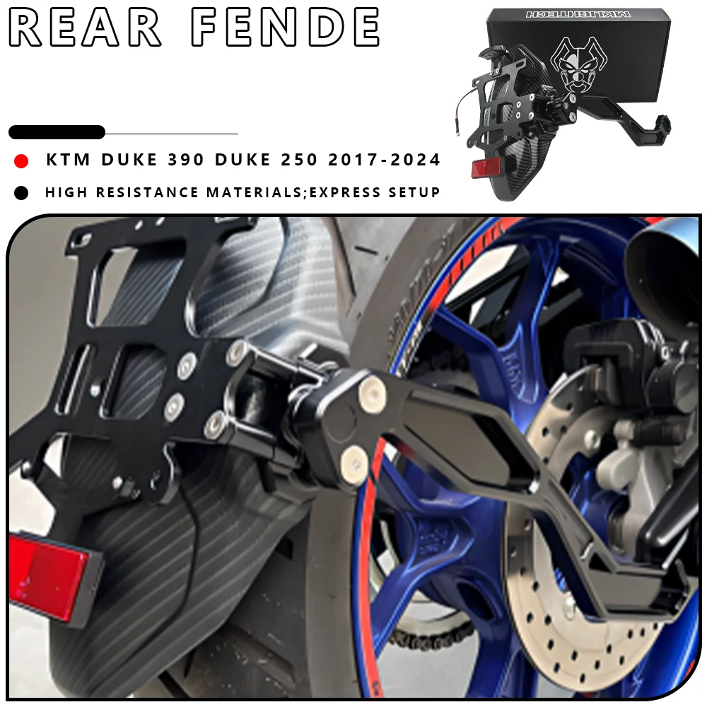 

MTKRACING For KTM DUKE 390 DUKE 250 2017-2024 Motorcycle rear mudguard license plate holder accessories