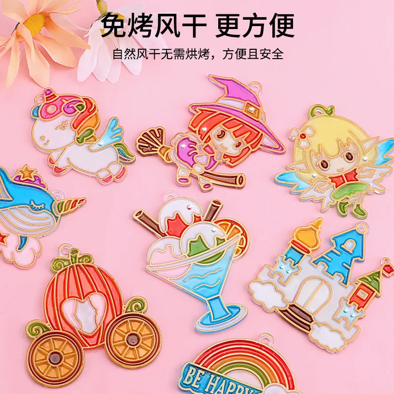 3D Magic Gum Paint Pen No Bake Glue Painting Air-Dried Children DIY Window Stained Glass Paints Making Crystal Keyring Stickers