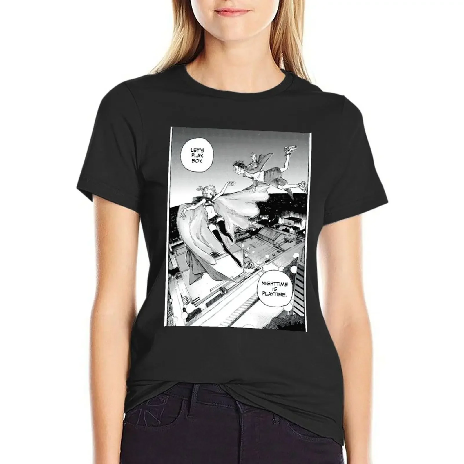 

Yofukashi no Uta - Night-time Manga Panel T-Shirt lady clothes sublime quick drying cute tops clothes for woman