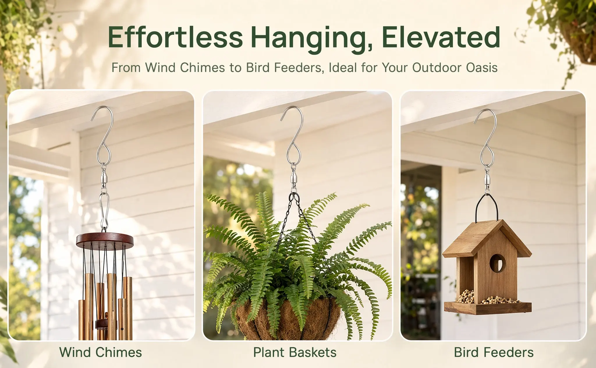 12Pcs Stainless Steel Rotating Hooks Swivel Hanger Clips for Wind Chimes Bird Feeders Flower Baskets Pendant Lights S Shape
