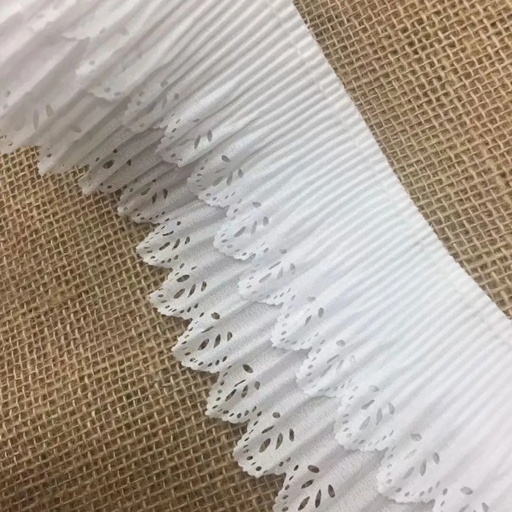 9 cm breit, doppellagig, weiß, plissiert, Chiffon-Spitzenstoff, elastisch, Rüschenbesatz, Hochzeitskleid, Lolita-Röcke, Kragen, DIY-Nähdekoration