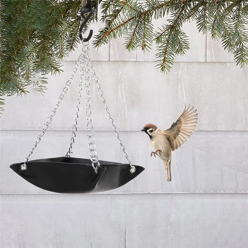 ABJY-поднос для кормушки для птиц, подвесной поднос для воды для птиц, садовая кормушка для птиц, уличная подвесная кормушка для патио, прочная, простая в использовании, черная