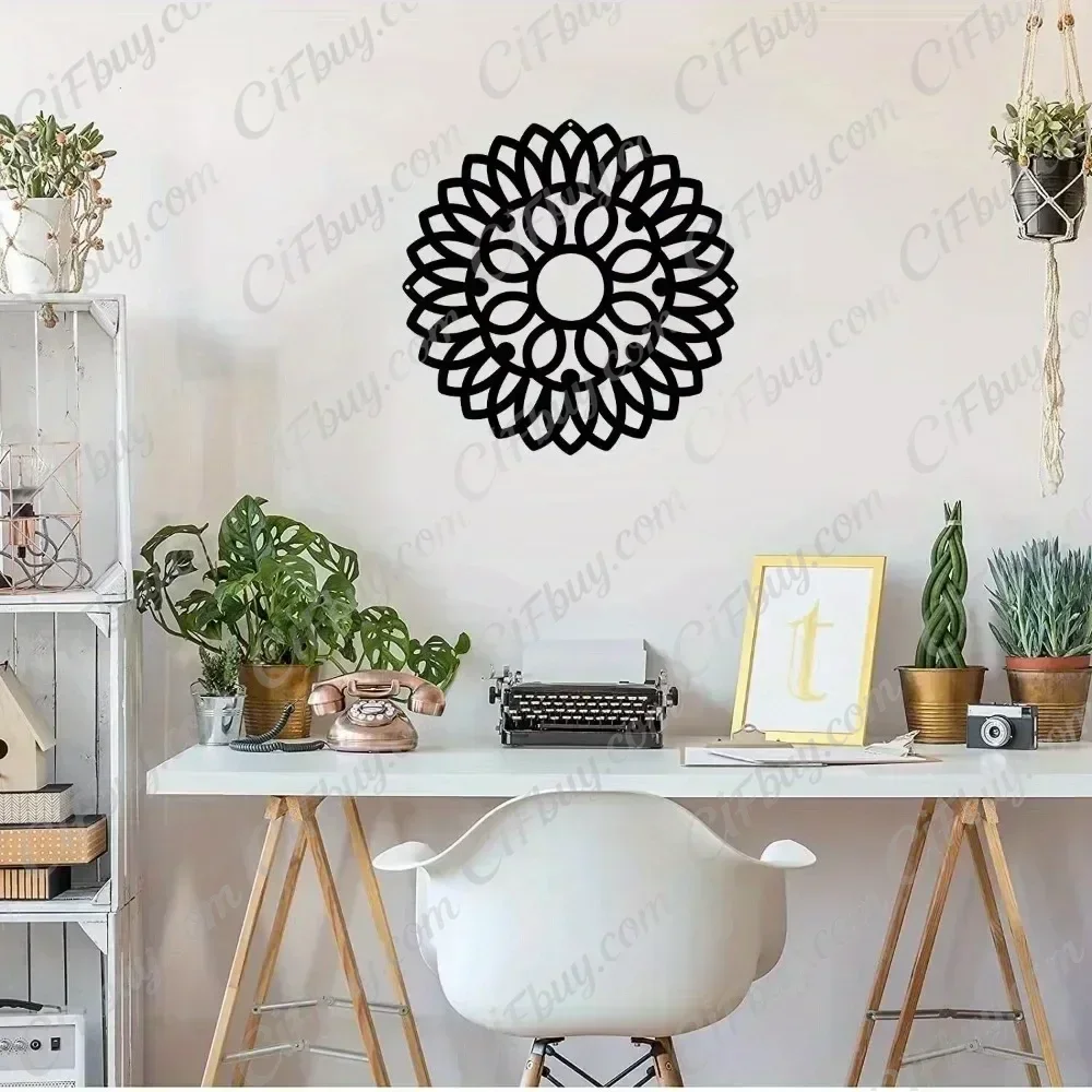 CIFBUY Round Medallion Metal Wall Art Laser Cut Iron Hanging Decor Rust Proof Home Living Room Bedroom Gift Plaque Sign