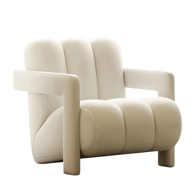 Cream Wind Single Sofa Living Room Bedroom Balcony Lazy Chair Sofa Chair Furniture Frosted Fleece
