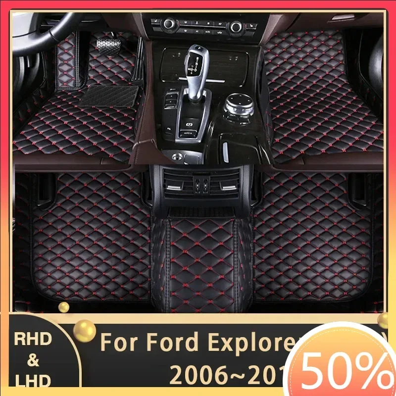 Auto Vloermatten Voor Ford Explorer U251 U502 7 zetel 2006 ~ 2015 Custom Auto Voet Pads Lederen Tapijt interieur Accessoires 2013 2014