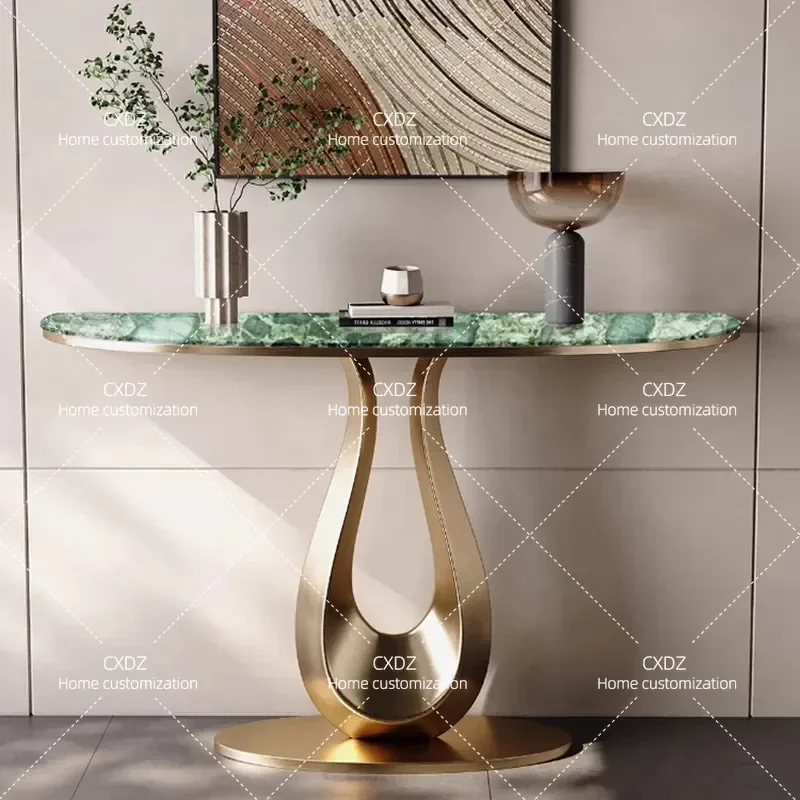 Stainless Steel Entrance Table for Hotel Lobby and Sales Department Long Console Table High End View Table Simple Modern