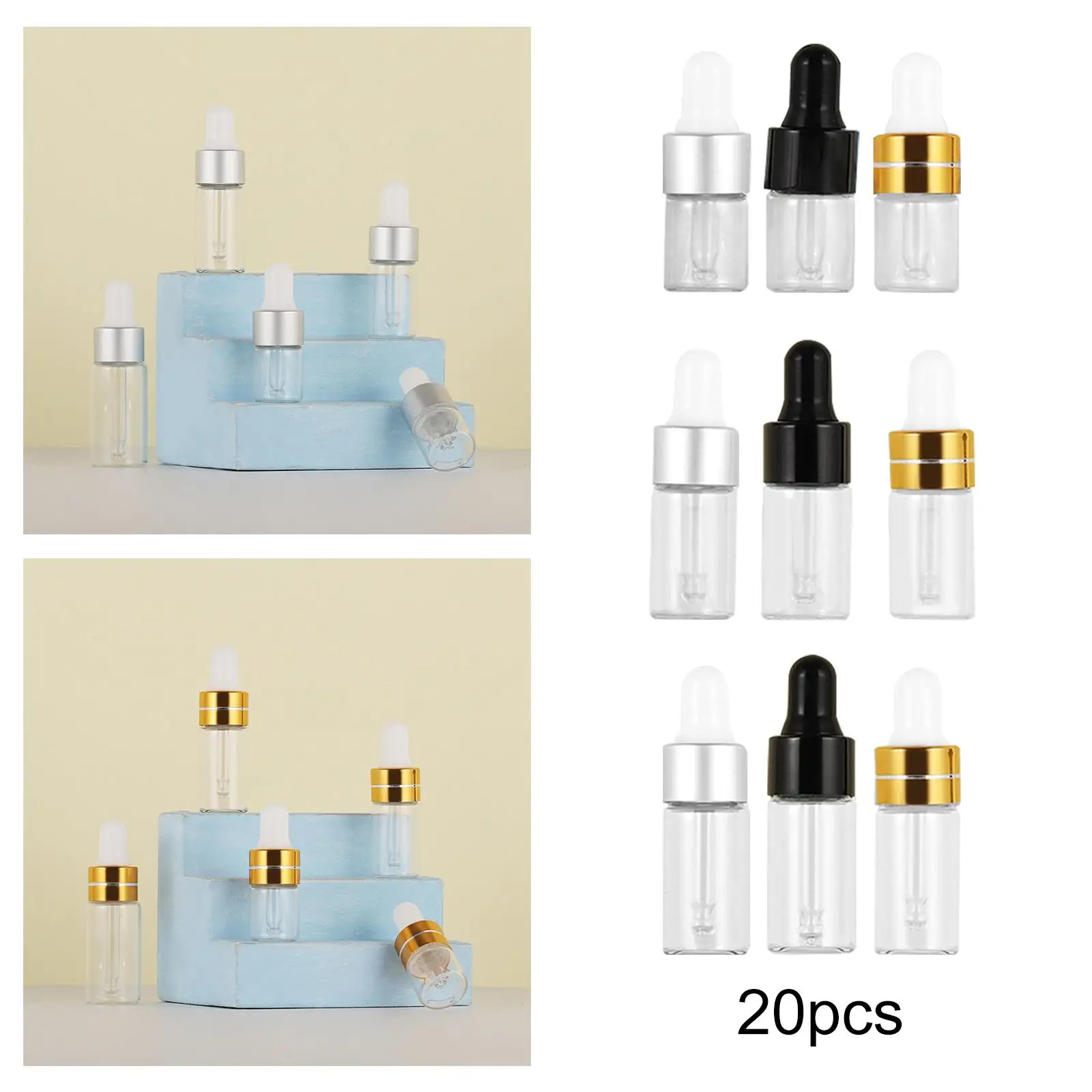 20 bottiglie contagocce vuote in vetro, dispenser riutilizzabili, bottiglie per tinture per olio