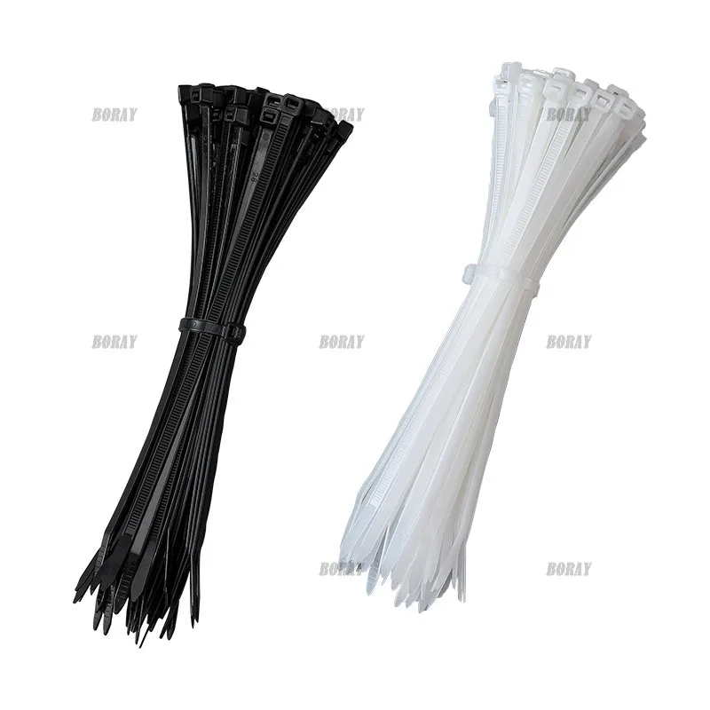 

100PCS 150/200/250/300/350/400/500mm Self-Locking Black White Nylon Cable Tie Set Fastening Ring Zip Wraps Strap Kit