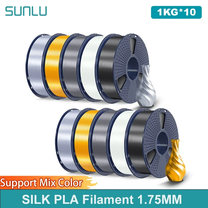 

SUNLU 10KG SILK 3D Printing Filament 1.75MM 1KG Close To Silk Effect Smooth And Delicate More Tenacity Than PLA And PLAPLUS