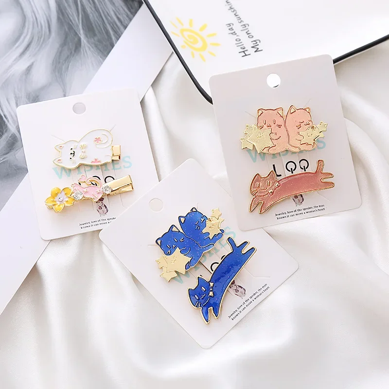 

Cartoon Starry Cat Hair Clip Korean Girl Sweet Soft Cherry Blossom Side Bangs Hair Clasp for Women Sturdy