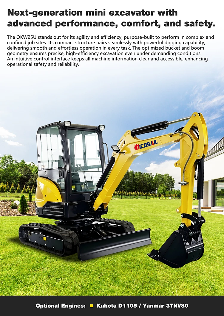 OKW25U Mini-Bagger mit Ergonomischem Sitz, Doppelsteuerungs-Joysticks, Komfortabler Bedienung - Anpassbar – Detail 3
