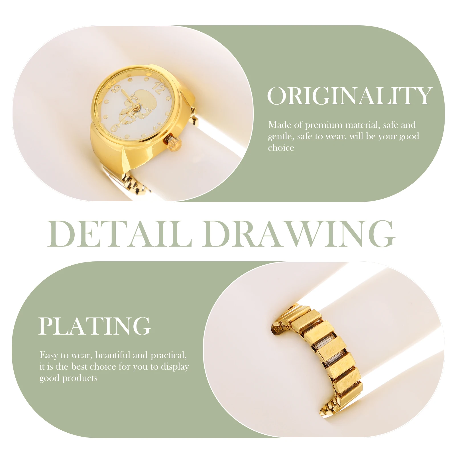 

Часы с кольцом в виде головы призрака, маленькие винтажные часы из нержавеющей стали, износостойкие, новинка, модные декоративные часы в стиле ретро