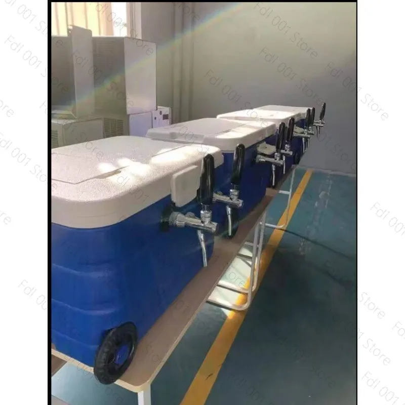 40L Outdoor Beer Cooler with Wheels Double Tap Keg Dispenser for Picnic