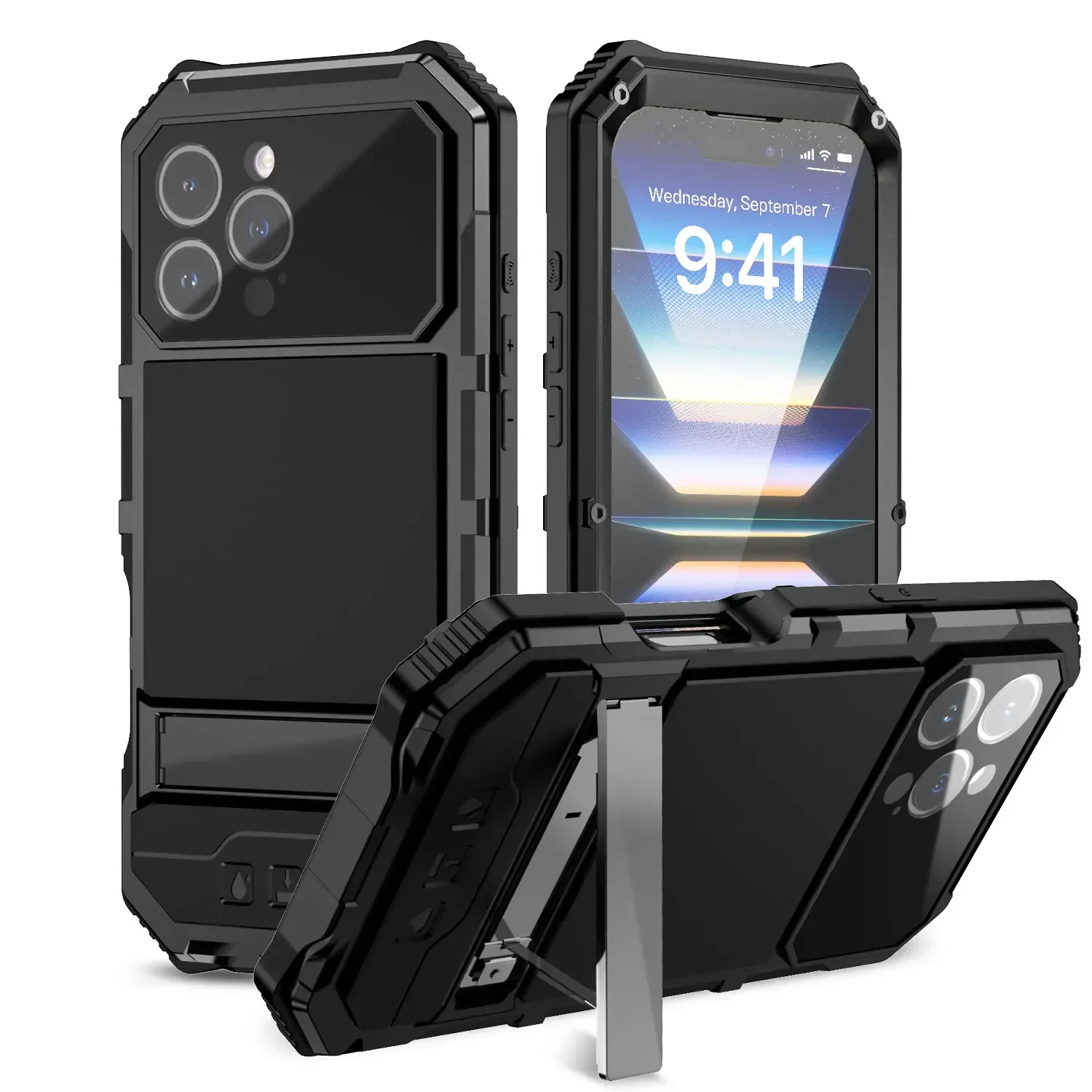 

Outdoor Sport Armor Phone Case For iPhone 16 Plus 15 Pro Max 16e Shockproof Aluminum Metal Heavy Duty Screen Protection Cover