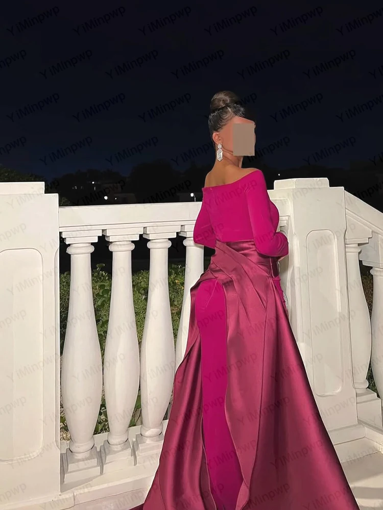 Элегантные вечерние платья Гала с открытыми плечами и длинными рукавами Платье русалки для выпускного вечера со шлейфом Вечернее свадебное платье для гостей по индивидуальному заказу