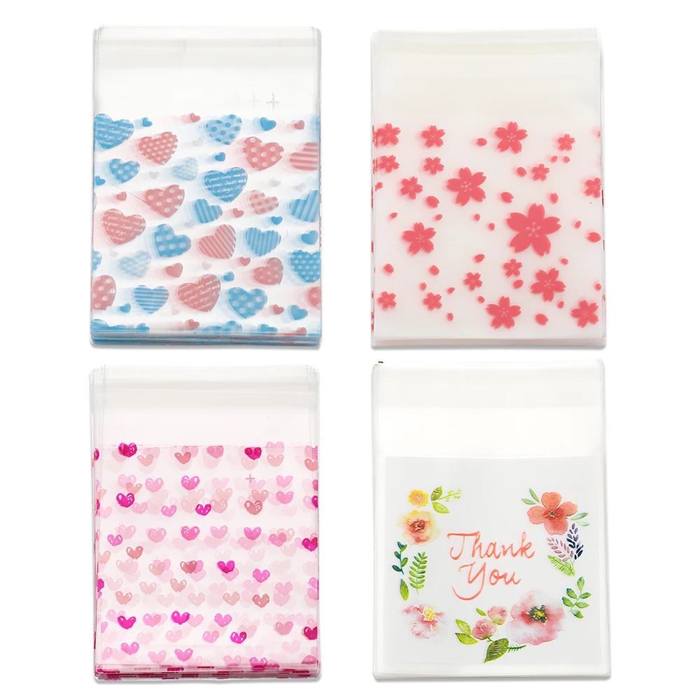 50 Stück Valentinstag-Liebes-Serie, transparente, selbstklebende Plastiktüten für DIY-Schmuckverpackungen, zur Präsentation und Verpackung von Backwaren und Keksen – Detail 2