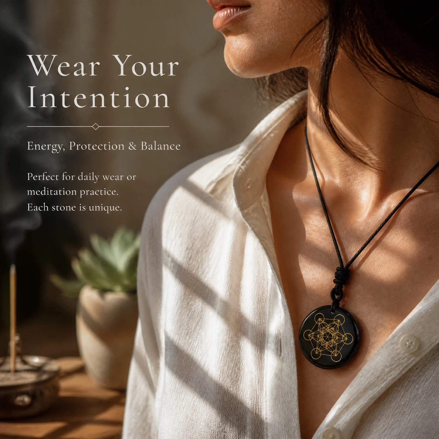 Chinese Amulet Energy Divination Exorcism Reiki Chakra Rune Symbol Healing Pendant Protection Talisman Obsidian Jewelry Necklace
