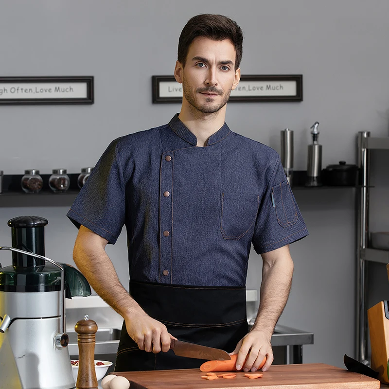 Jaqueta De Cozinheiro De Malha Respirável, Design traseiro, Camisa De Garçom De Catering De Verão, Uniforme De Chef De Padaria, Roupas De Garçom De Cozinha