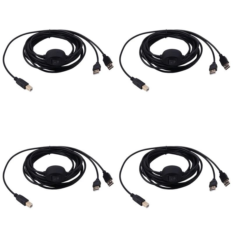 New Arrivals-4X 2 In 1 Printer Cable USB A To B Male To Male Printer Cable For Hp Canon Samsung Printer Splitter For Two