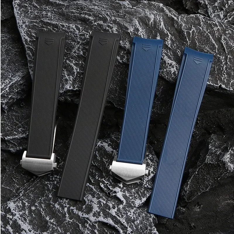 New Style Rubber Silicone Watch Strap For Tag Heuer CARRERA AQUARACER Series Watch Black Blue Watchband Suitable 22mm