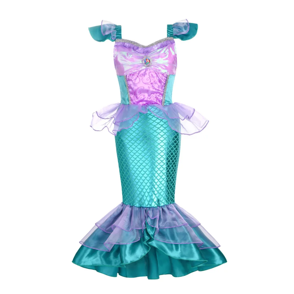 Vestido de princesa para niña, disfraz de sirenita para fiesta de fantasía, Carnaval, cumpleaños, Cosplay, Halloween