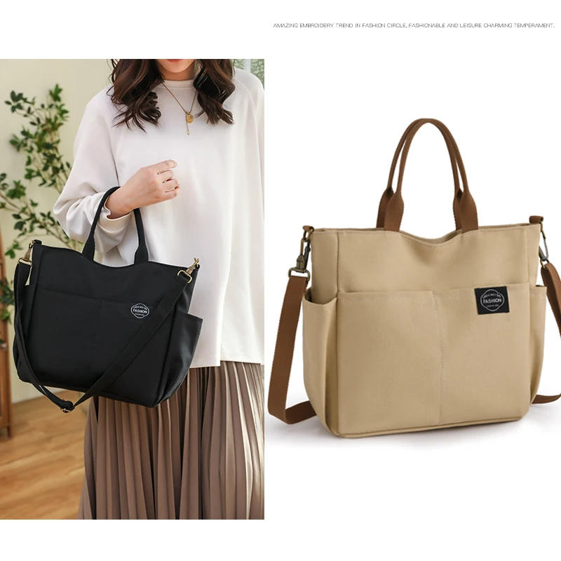 

Large Capaci Canvas Tote Bag Women's Waterproof oulder Bag Korean Sle Casual College Students Class Handbag Materni