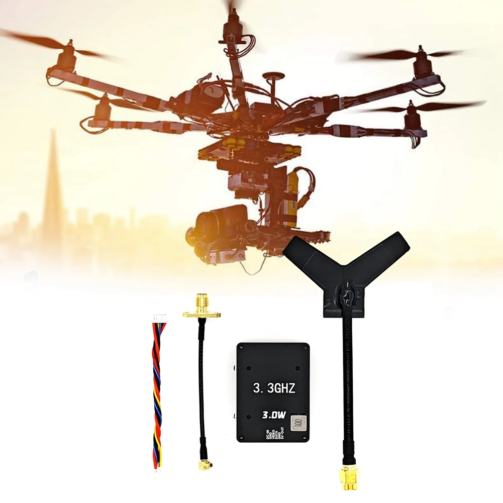 

ABKM 3.3G 3W VTX 16CH FPV Audio Video Transmitter for FPV Long Range RC Drone