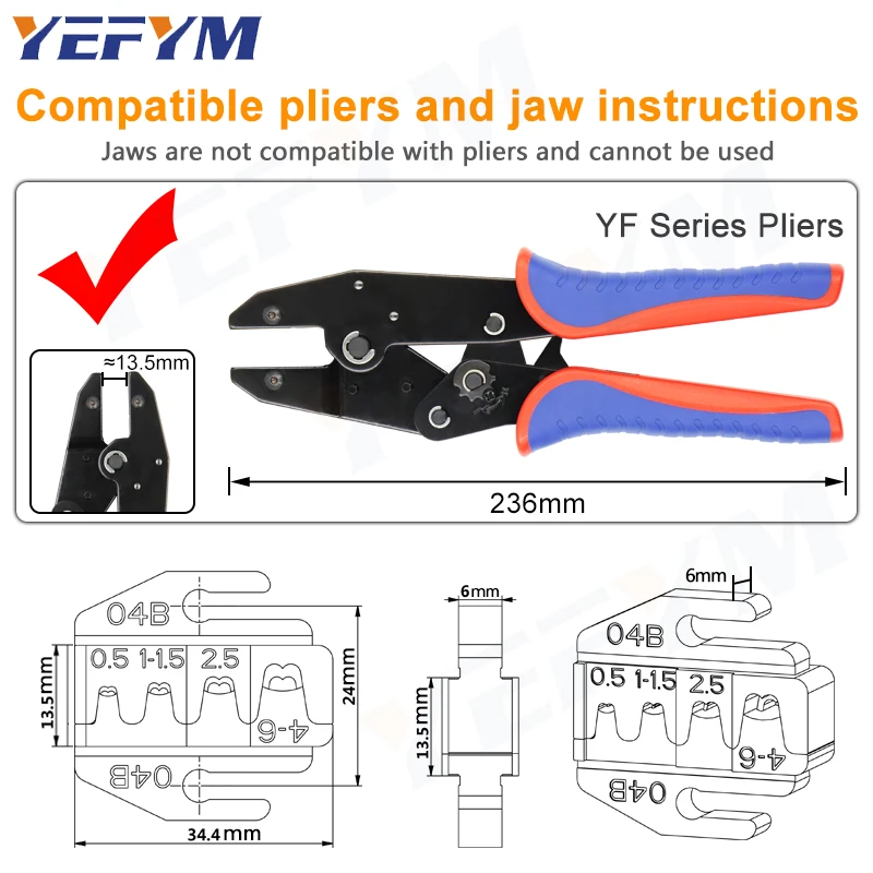 YF Crimping pliers jaw 9 inches pliers for Spring Insert, Pre-Insulated, Waterproof, Tube Type, Coaxial Cable Termination jaw