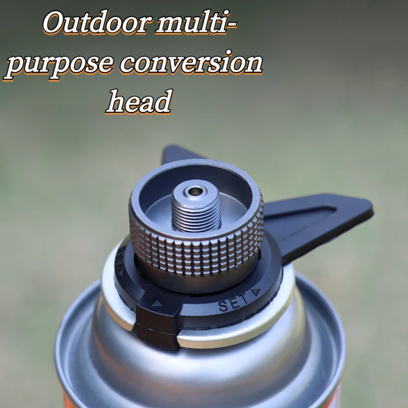 Outdoor-Camping Mehrzweck-Umwandlungskopf Flacher Gasadapter mit Halterung Campingkocher Fester Gastank-Kocher Kopfverbinder