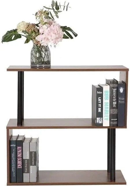 Comfort corner Z-Shaped Book Shelf,Bookcase- Wooden Display Shelf for Storage and Organization,Modern Freestanding Storage Shelf