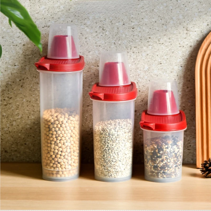 

Sealed Food Storage Jar Plastic Transparent Cereal Container Storage Jar Rice Tea Almacenamiento En Cocina Kitchen Items