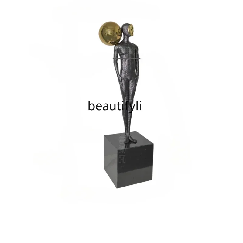 

sculpture, simple modern soft decoration, creative gold mask tabletop ornamentAA