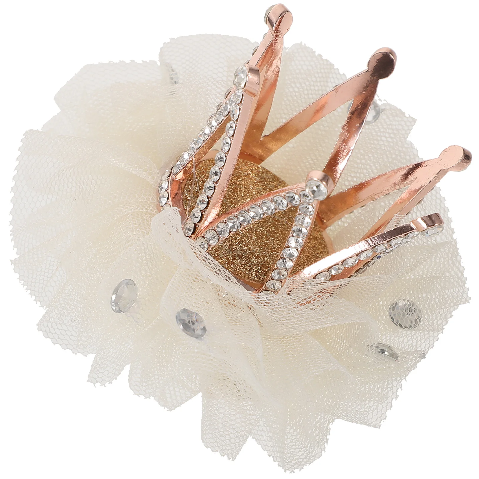 1 قطعة مشبك شعر على شكل تاج من حجر الراين إكسسوارات رائعة للفتيات باللون البيج المتين بتصميم رائع من حجر الراين #2