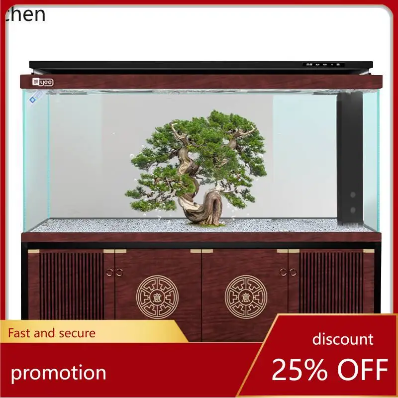 

HT fish tank living room, new large ultra-white glass aquarium household floor bottom filter 2 meters office