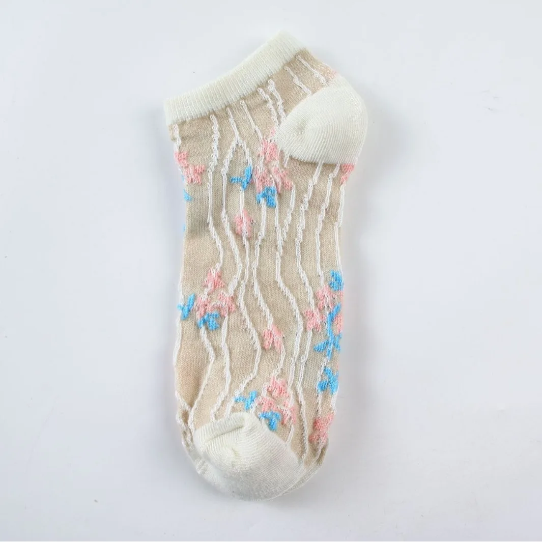 Chaussettes de style artistique rétro pour femmes, bas minces, peu profondes, mode trois dimensions, instituts, dépistolet ant, fleur, 5/10 paires