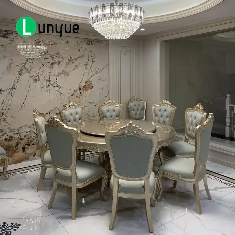 European Style Solid Wood Dining Table and Chair Set Soft Eco Friendly Design Light Luxury for Hotel Restaurant Furniture