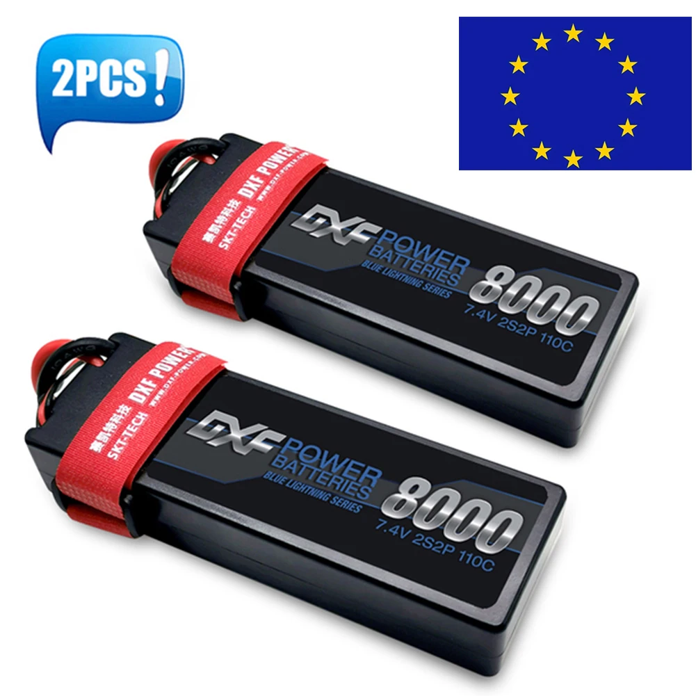 

(EU)DXF Lipo 2S 7.4V Battery 8000mAh 110C Graphene Racing Series HardCase For RC Car Truck Evader BX Truggy 1/10 Buggy 1/8 Race