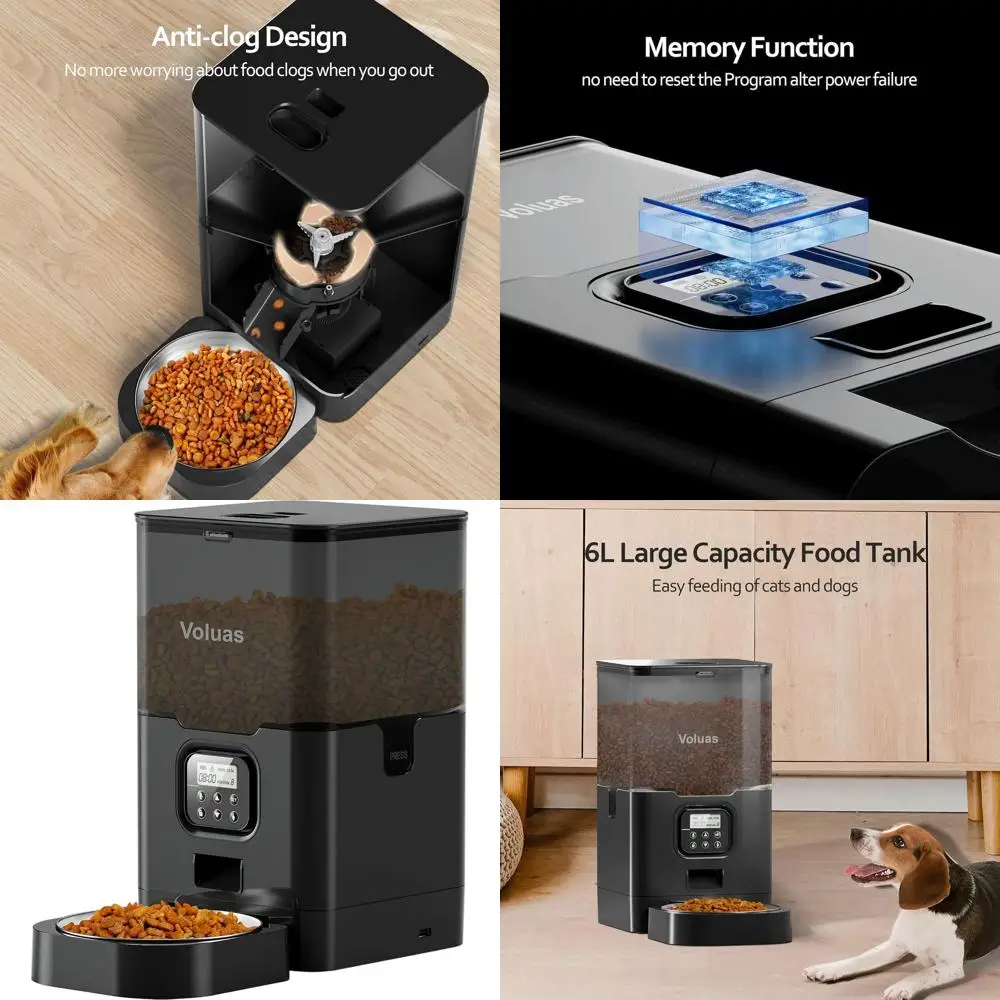 

Автоматическая кормушка для кошек с таймером, контролем порций, осушитель, 4 ежедневными блюдами, диктофоном