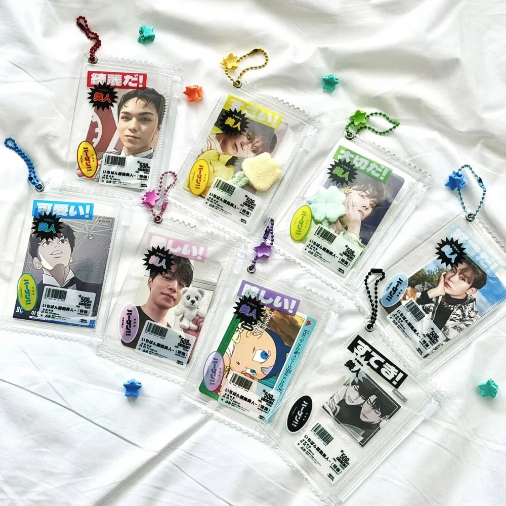 Pochettes transparentes et brillantes pour cartes Kpop, porte-cartes, porte-cartes photo, protecteur de cartes de jeu de films japonais, sac de bonbons mignon, 1PC