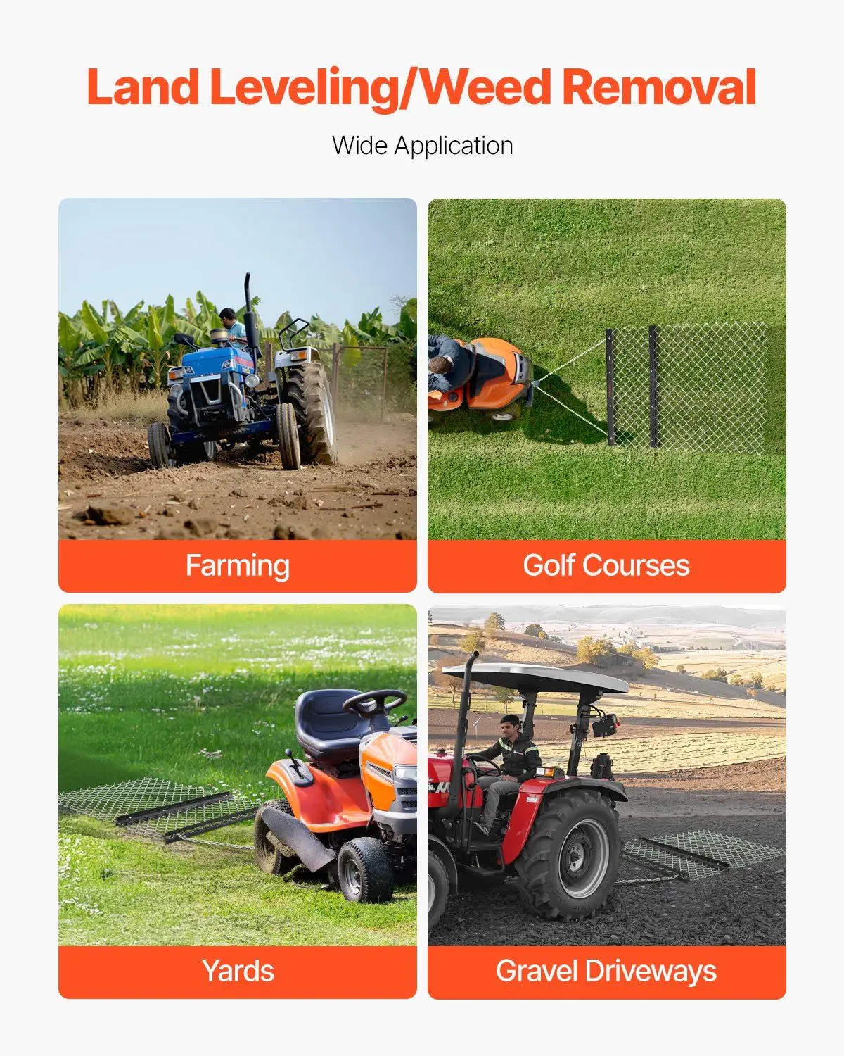 เครื่องพรวนดินแบบโซ่ 4x5 ฟุต ทนทานต่อการงอและเสียรูป พร้อมหัวเกี่ยวอเนกประสงค์สำหรับรถ ATV UTV และรถแทรกเตอร์