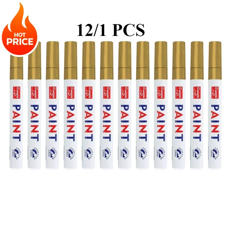 12/1 PCS 2.8mm Color Marker Pens Oily Waterproof White Graffiti Sketching Markers White Paint School Office Supplies Stationery