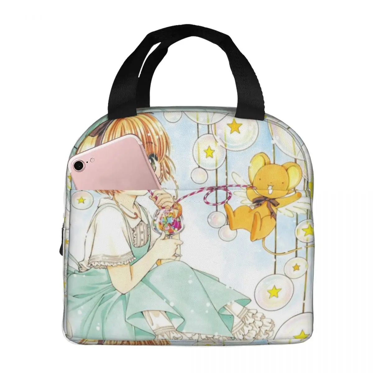 Sakura Magical Girl Comics Cardcaptor Thermal Insulated Lunch Bag Women Resuable Lunch Tote for Camping Travel Storage Food Box