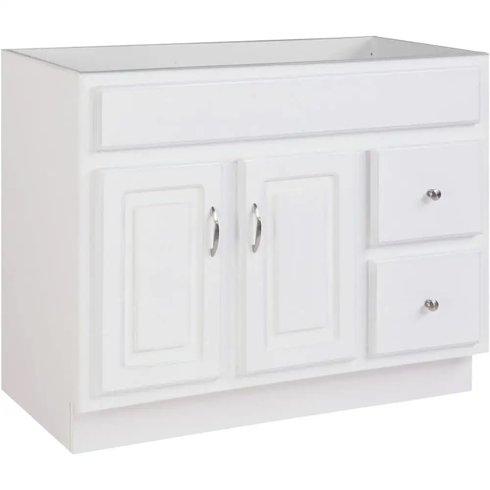 Solid Wood Bathroom Vanity Cabinet Assembly Ample Storage 2 Drawers 2 Doors Moisture Resistant Classic Design Easy Clean Flush