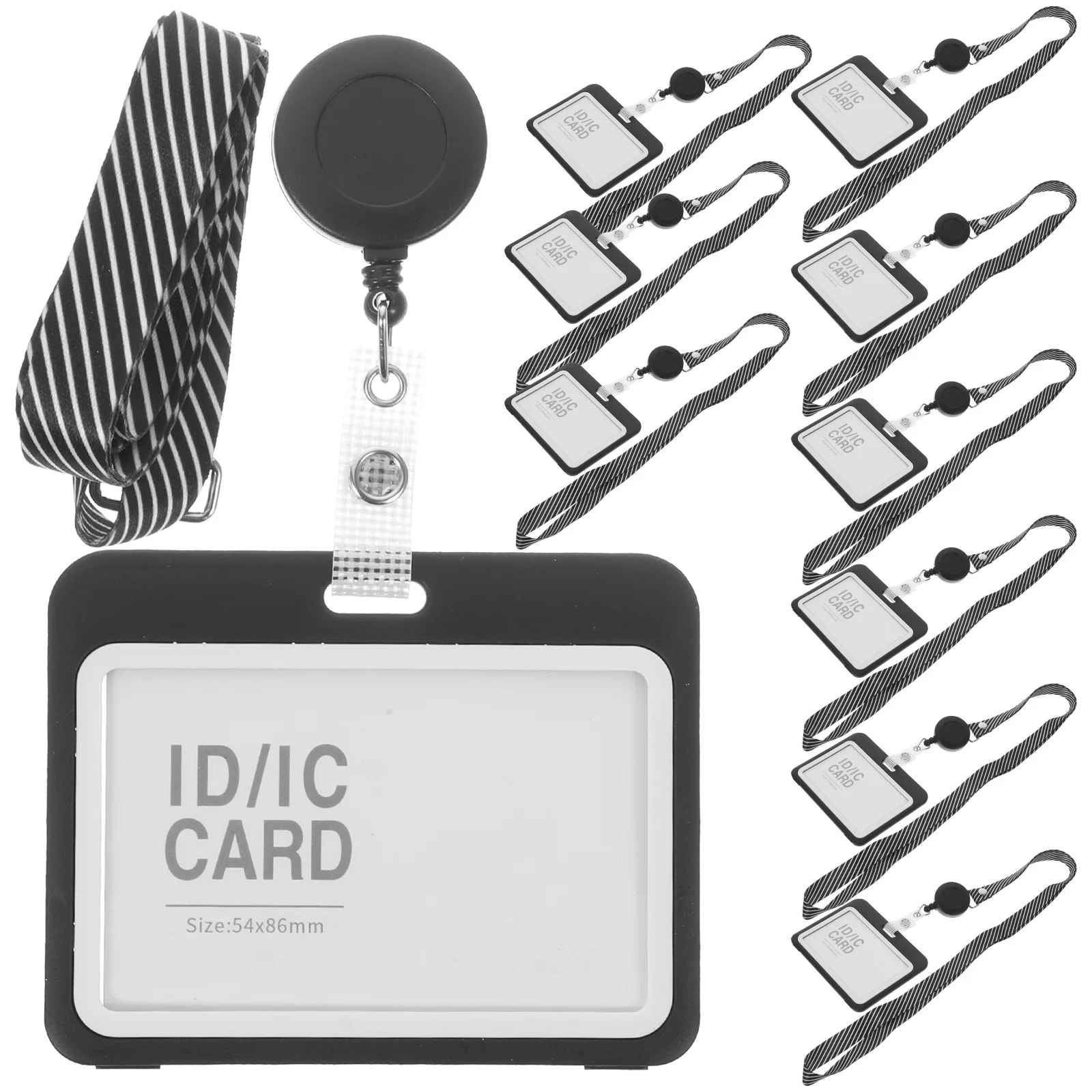 

10 set Id Badge Sleeve Clear Card Covers For Work Cards Protective Sleeves Name Badge Holders With Lanyard Transparent Storage