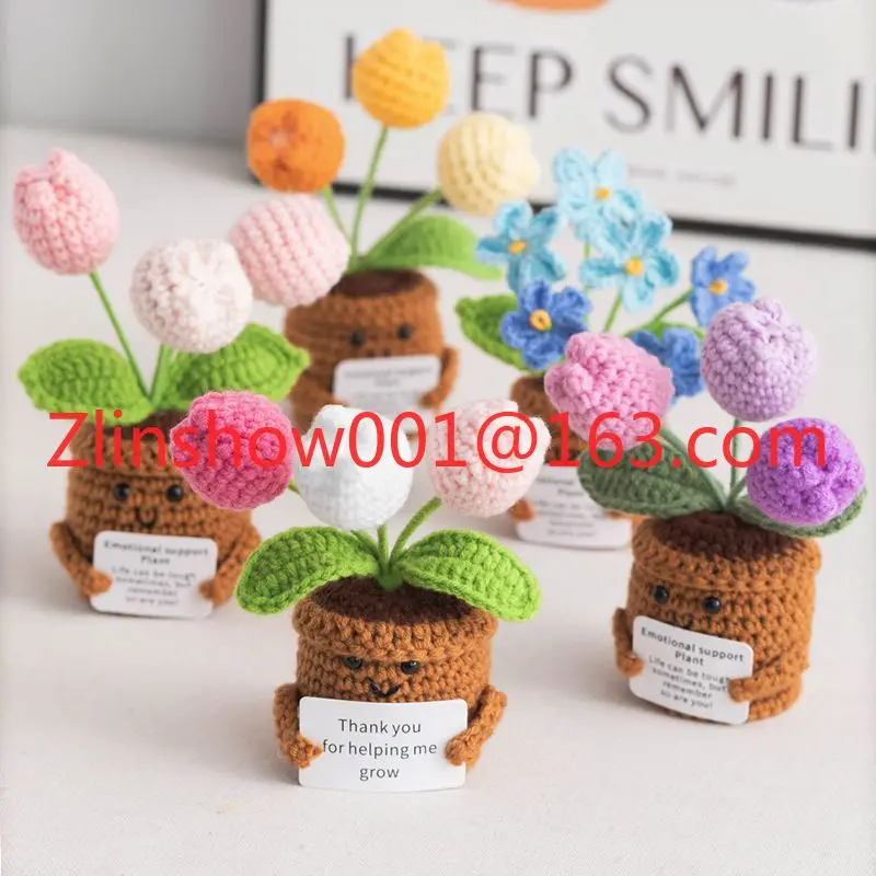 Wool knitted plant doll tabletop ornament finished product, a cute style product suitable for office workers