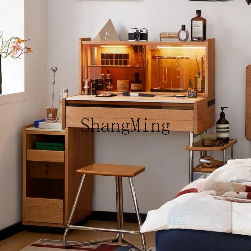 

SM premium dresser solid wood adjustable bedside table storage integrated makeup table